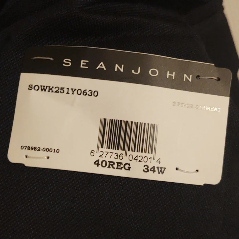 NWT Sean John Navy Blue  Suit Set 40 Reg 34 W